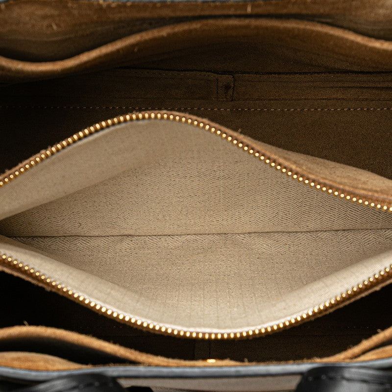 ロエベ ゲートトップハンドル ミニ ショルダーバッグ ハンドバッグ 2WAY モカ ブラック レザー レディース LOEWE 【中古】