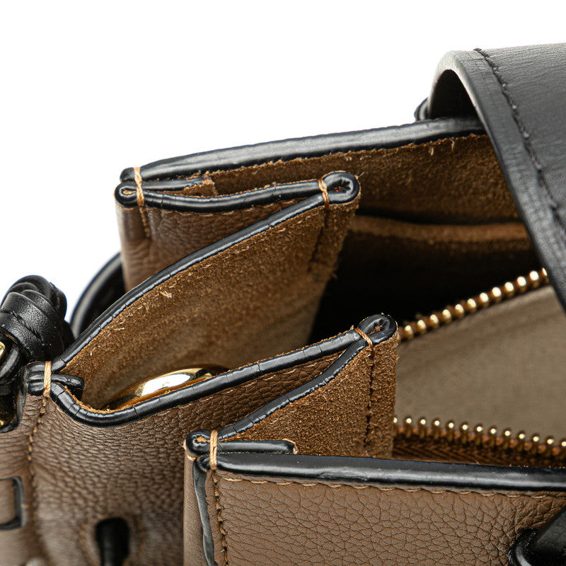 ロエベ ゲートトップハンドル ミニ ショルダーバッグ ハンドバッグ 2WAY モカ ブラック レザー レディース LOEWE 【中古】