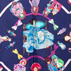 エルメス カレ90 HELLO DOLLY 人形 スカーフ 大判 パープル系 マルチカラー シルク レディース HERMES 【中古】