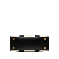 バレンシアガ ハードウェア スモール トートバッグ ショルダーバッグ 2WAY 671402 アイボリー ブラック キャンバス レザー レディース BALENCIAGA 【中古】