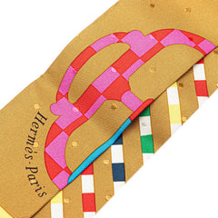 エルメス ツイリー BOUCLERIE MODERNE モダンなバックル スカーフ ゴールド マルチカラー シルク レディース HERMES 【中古】