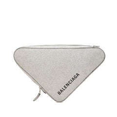 バレンシアガ トライアングル グリッター クラッチバッグ 476976 シルバー レザー レディース BALENCIAGA 【中古】