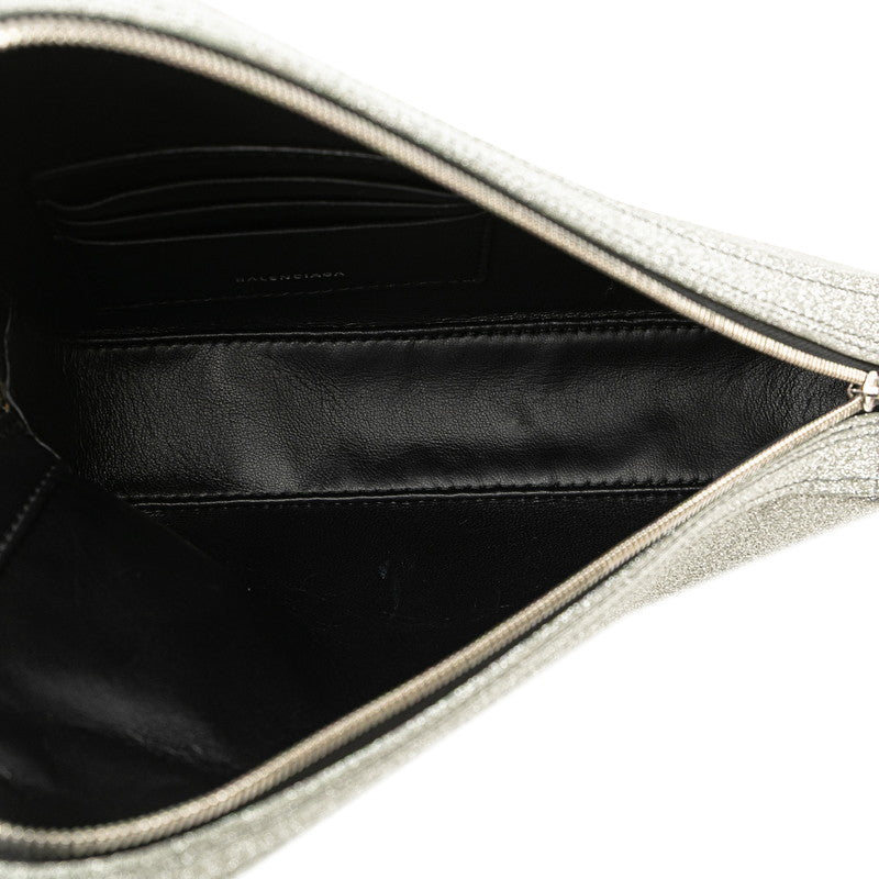バレンシアガ トライアングル グリッター クラッチバッグ 476976 シルバー レザー レディース BALENCIAGA 【中古】