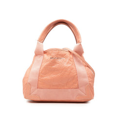 バレンシアガ ネイビーカバス XS ハンドバッグ ショルダーバッグ 2WAY ピンク レザー キャンバス レディース BALENCIAGA 中古