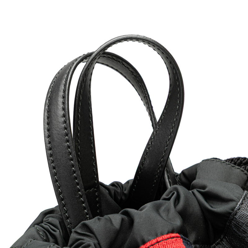 グッチ GGスプリーム シェリーライン ドローストリング リュック バックパック 473872 グレー ブラック PVC レザー レディース GUCCI 【中古】