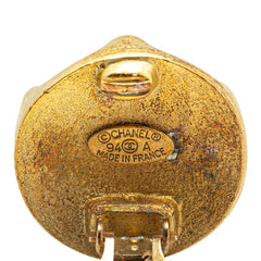 シャネル ヴィンテージ ココマーク ラウンド イヤリング ゴールド ブラック メッキ レディース CHANEL 【中古】