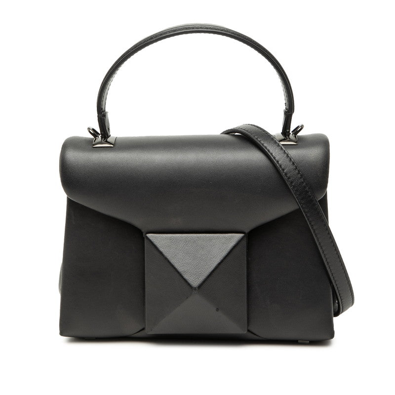 ヴァレンティノ ワンスタッズ ハンドバッグ ショルダーバッグ 2WAY ブラック レザー レディース VALENTINO 【中古】