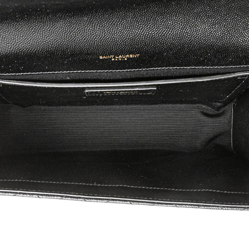 サンローラン YSLロゴ エンヴェロップ ミディアム チェーン ショルダーバッグ 600185 ブラック ゴールド レザー レディース SAINT LAURENT 【中古】