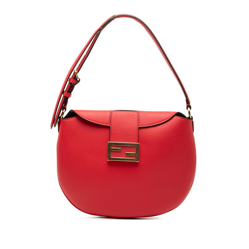 フェンディ クロワッサン ハンドバッグ ショルダーバッグ 8BR790 レッド レザー レディース FENDI 【中古】