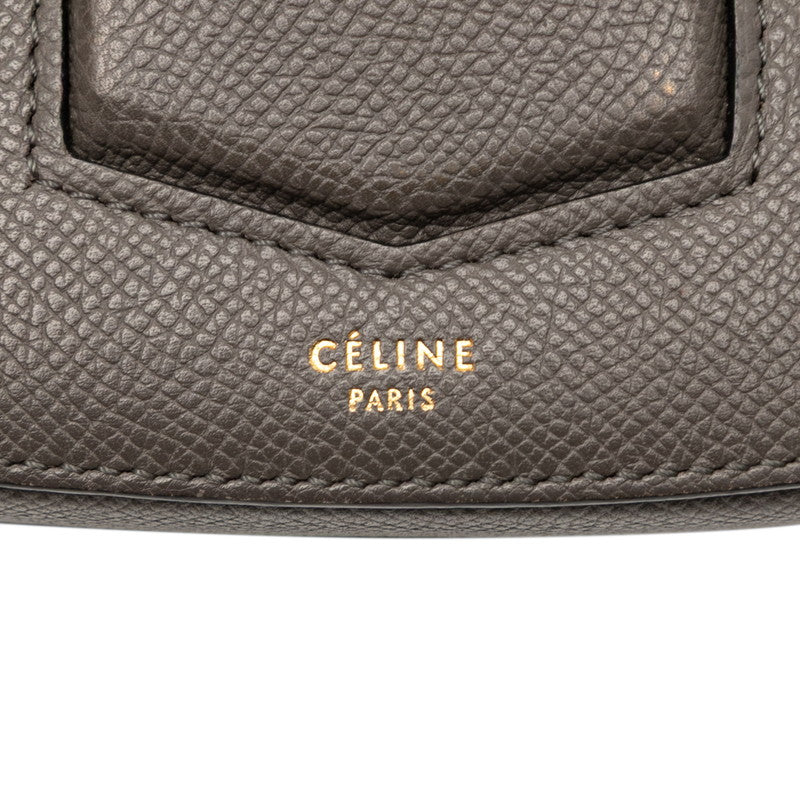 セリーヌ トロッター スモール ショルダーバッグ グレー レザー レディース CELINE 【中古】