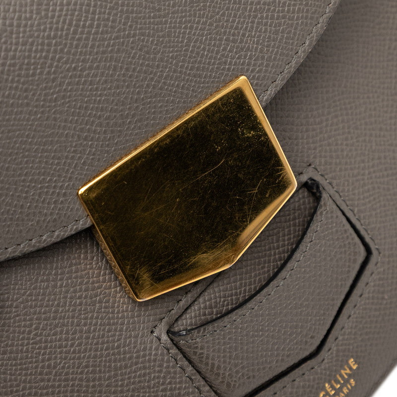 セリーヌ トロッター スモール ショルダーバッグ グレー レザー レディース CELINE 【中古】