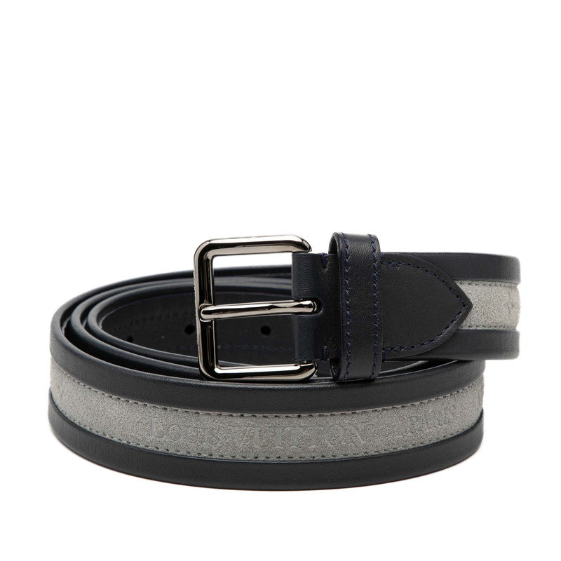ルイ ヴィトン ベルト サイズ:100/40 ネイビー グレー レザー スウェード メンズ LOUIS VUITTON 【中古】