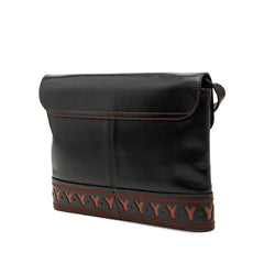 サンローラン Yカット ショルダーバッグ ブラック オレンジ レザー レディース SAINT LAURENT 中古