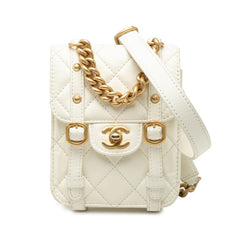 シャネル ココマーク マトラッセ チェーンショルダーバッグ ハンドバッグ 2WAY AS2695 ホワイト カーフ レディース CHANEL 中古