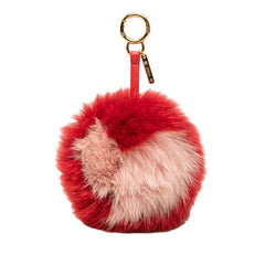 フェンディ ポンポン ハートファー キーホルダー チャーム レッド ファー レディース FENDI 【中古】
