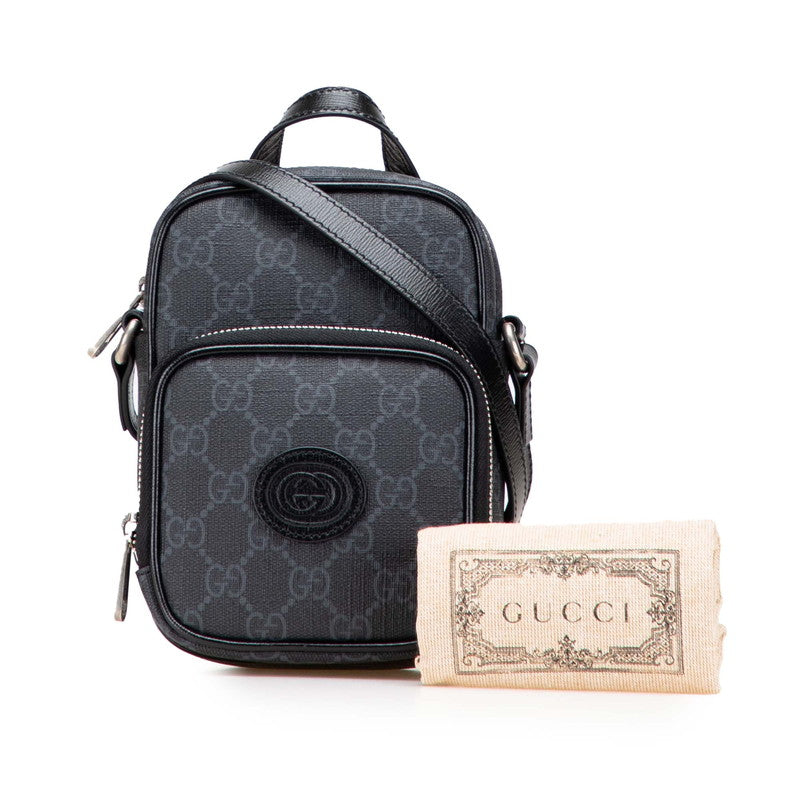グッチ インターロッキングG ショルダーバッグ 672952 ブラック PVC レザー メンズ GUCCI 【中古】