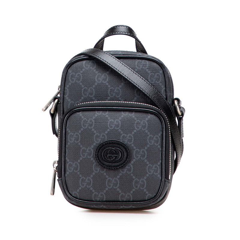 グッチ インターロッキングG ショルダーバッグ 672952 ブラック PVC レザー メンズ GUCCI 【中古】