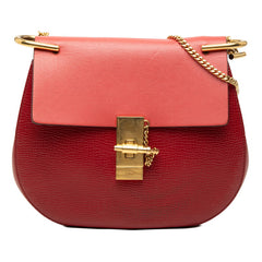 クロエ ドリュー 斜め掛け チェーン ショルダーバッグ レッド ゴールド レザー メッキ レディース Chloe 【中古】