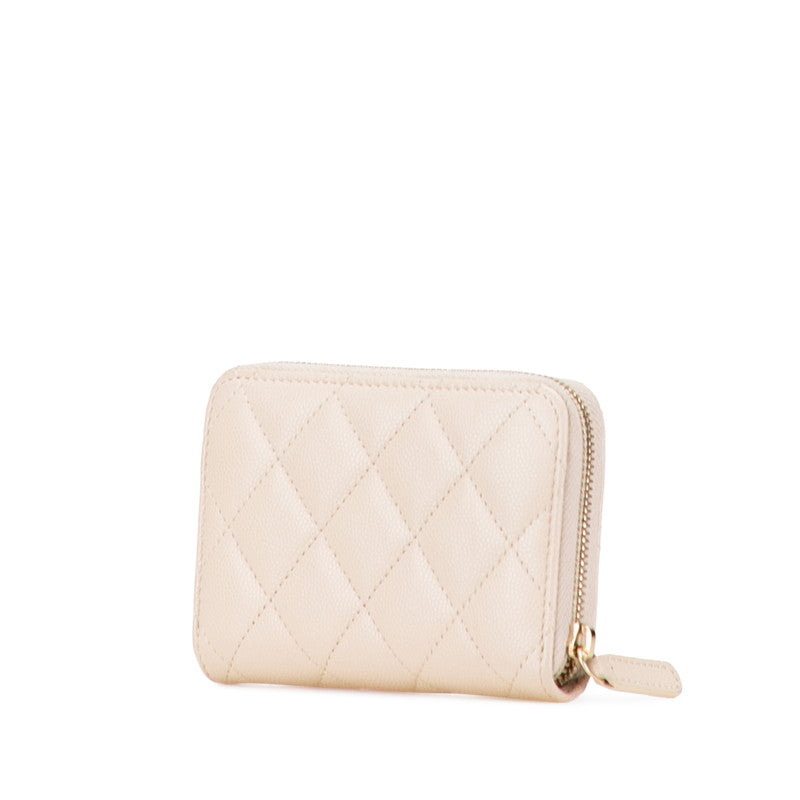 シャネル マトラッセ ココマーク ラインストーン コインケース 小銭入れ ベージュ キャビアスキン レディース CHANEL 【中古】