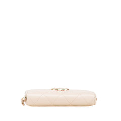 シャネル マトラッセ ココマーク ラインストーン コインケース 小銭入れ ベージュ キャビアスキン レディース CHANEL 【中古】