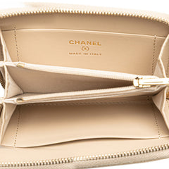 シャネル マトラッセ ココマーク ラインストーン コインケース 小銭入れ ベージュ キャビアスキン レディース CHANEL 【中古】