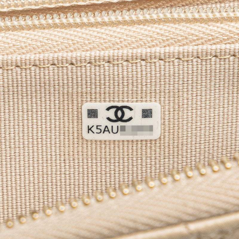 シャネル マトラッセ ココマーク ラインストーン コインケース 小銭入れ ベージュ キャビアスキン レディース CHANEL 【中古】