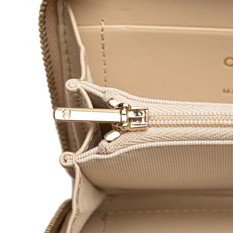 シャネル マトラッセ ココマーク ラインストーン コインケース 小銭入れ ベージュ キャビアスキン レディース CHANEL 【中古】