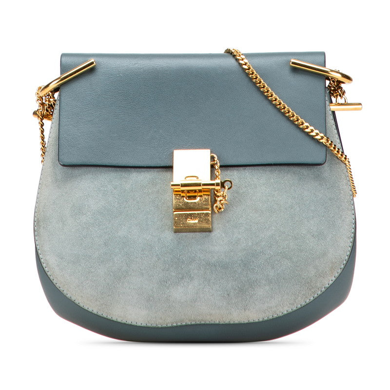 クロエ ドリュー チェーン ショルダーバッグ ブルー レザー スウェード レディース Chloe 【中古】