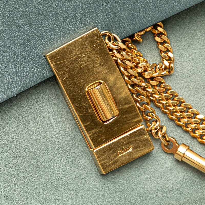 クロエ ドリュー チェーン ショルダーバッグ ブルー レザー スウェード レディース Chloe 【中古】