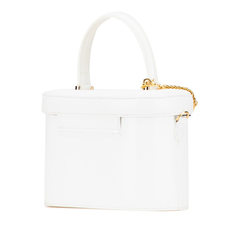 ヴェルサーチェ サンバースト バニティバッグ ショルダーバッグ 2WAY ホワイト レザー レディース VERSACE 【中古】