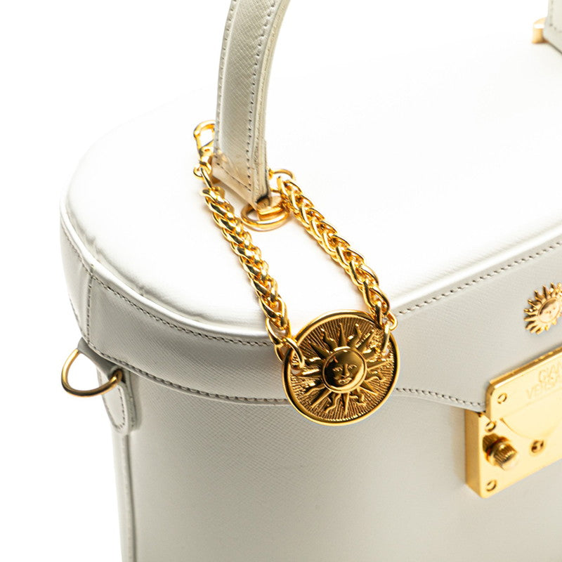 ヴェルサーチェ サンバースト バニティバッグ ショルダーバッグ 2WAY ホワイト レザー レディース VERSACE 【中古】