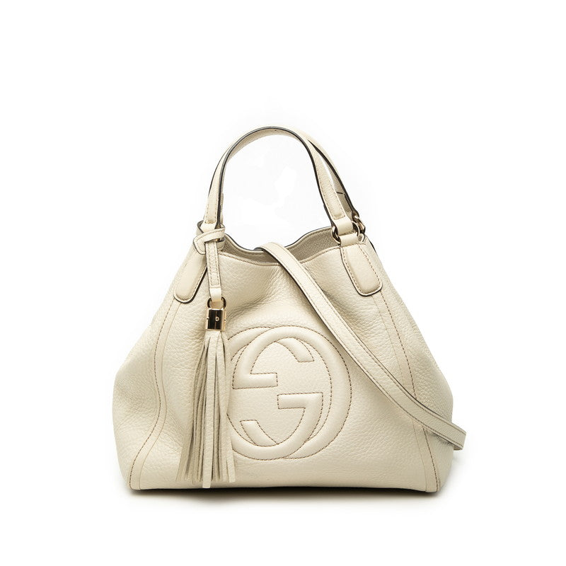 グッチ インターロッキングG ソーホー ハンドバッグ ショルダーバッグ 2WAY 336751 ホワイト レザー レディース GUCCI 【中古】