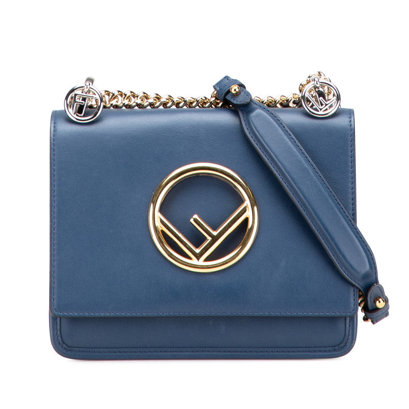 フェンディ キャナイエフ チェーン ショルダーバッグ 8BT286 ブルー ネイビー レザー レディース FENDI 【中古】