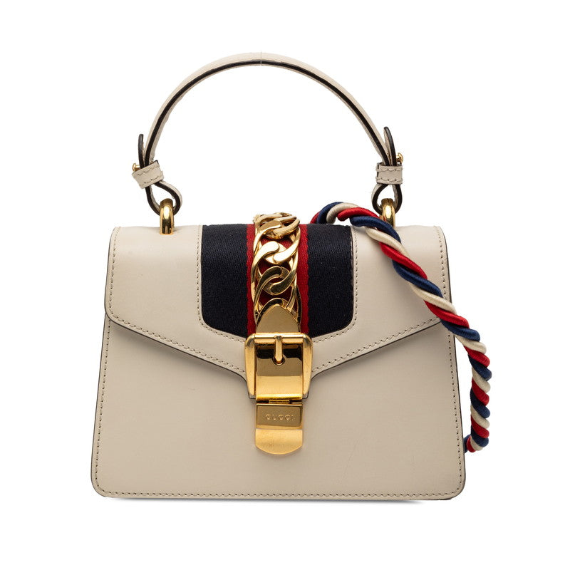 グッチ シェリーライン シルヴィ ハンドバッグ ショルダーバッグ 2WAY 470270 ホワイト レザー レディース GUCCI 【中古】