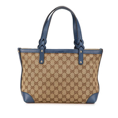 グッチ GGキャンバス ショルダーバッグ トートバッグ 269878 ベージュ ブルー キャンバス レザー レディース GUCCI 【中古】