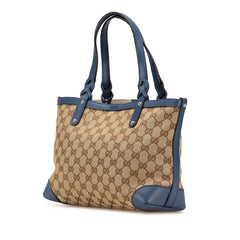 グッチ GGキャンバス ショルダーバッグ トートバッグ 269878 ベージュ ブルー キャンバス レザー レディース GUCCI 【中古】