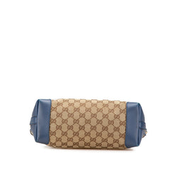 グッチ GGキャンバス ショルダーバッグ トートバッグ 269878 ベージュ ブルー キャンバス レザー レディース GUCCI 【中古】