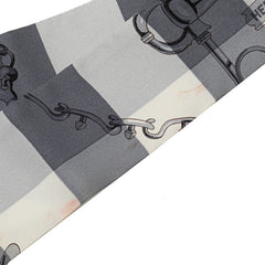 エルメス ツイリー MORS ET GOURMETTES VICHY アントラシット メンソール スカーフ グレー シルク レディース HERMES 【中古】