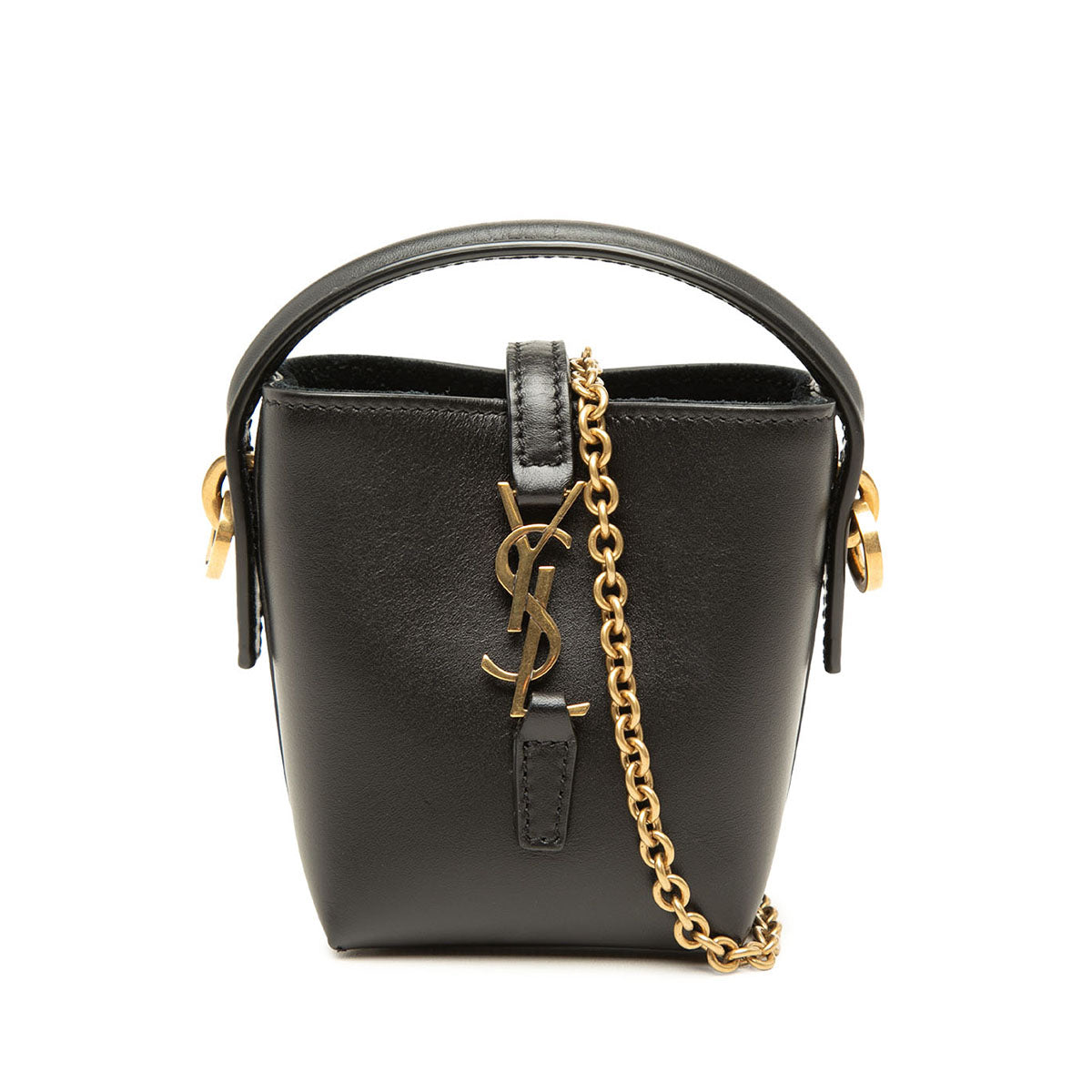 サンローラン ミニ ハンドバッグ 2WAY チェーン ショルダーバッグ ブラック レザー レディース SAINT LAURENT 中古