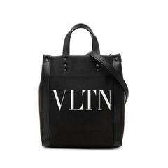 ヴァレンチノ ロックスタッズ ハンドバッグ ショルダーバッグ 2WAY VLTN ブラック ホワイト キャンバス レザー レディース Valentino 【中古】