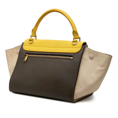 セリーヌ トラペーズ ハンドバッグ 2WAY ショルダーバッグ イエロー ブラウン アイボリー レザー レディース CELINE 中古