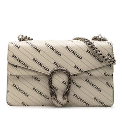 グッチ × BALENCIAGA バレンシアガ ディオニュソス チェーン ショルダーバッグ 400249 ホワイト ブラック レザー レディース GUCCI 【中古】