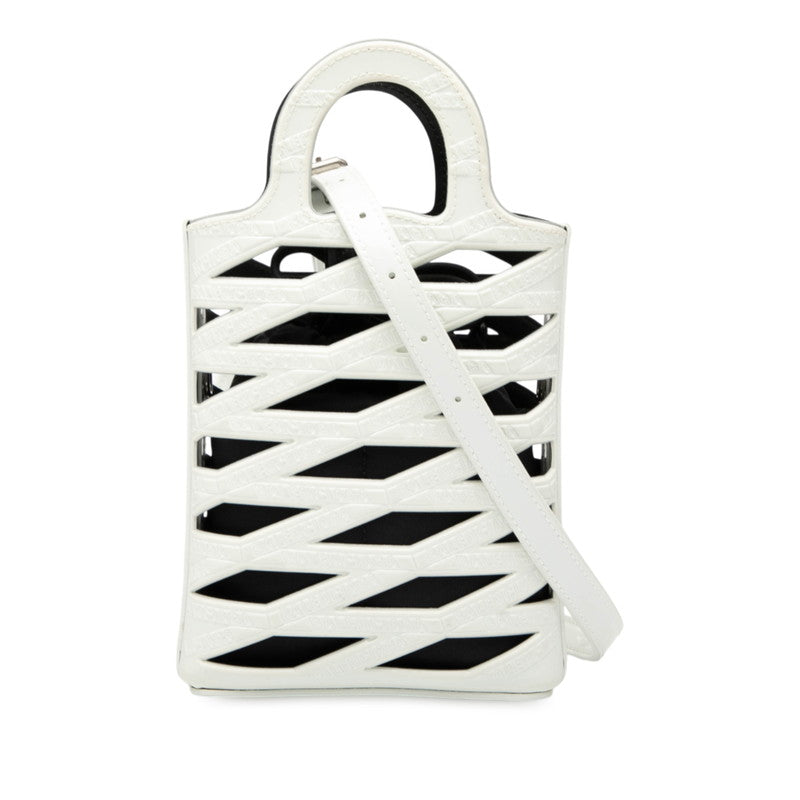 バレンシアガ ネオ フォンホルダー ハンドバッグ ショルダーバッグ 2WAY 660787 ホワイト レザー レディース BALENCIAGA 中古
