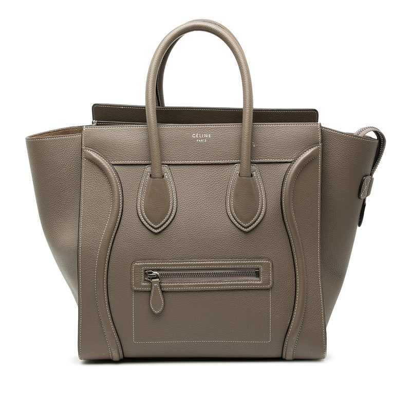 セリーヌ ラゲージ ミニショッパー ハンドバッグ グレージュ レザー レディース CELINE 【中古】
