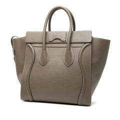セリーヌ ラゲージ ミニショッパー ハンドバッグ グレージュ レザー レディース CELINE 【中古】