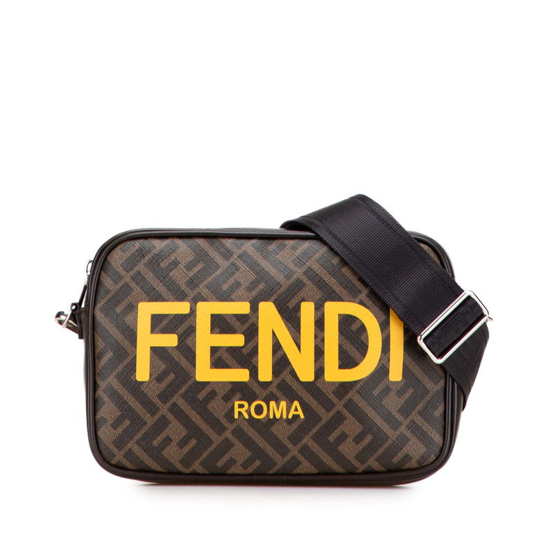 フェンディ ズッカ ROMA カメラバッグ 斜め掛け ショルダーバッグ 7M0286 ブラウン イエロー PVC レザー レディース FENDI 【中古】