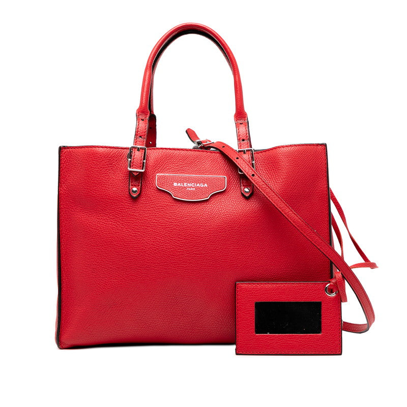 バレンシアガ ザ ペーパー トートバッグ ショルダーバッグ 2WAY レッド レザー レディース BALENCIAGA 【中古】