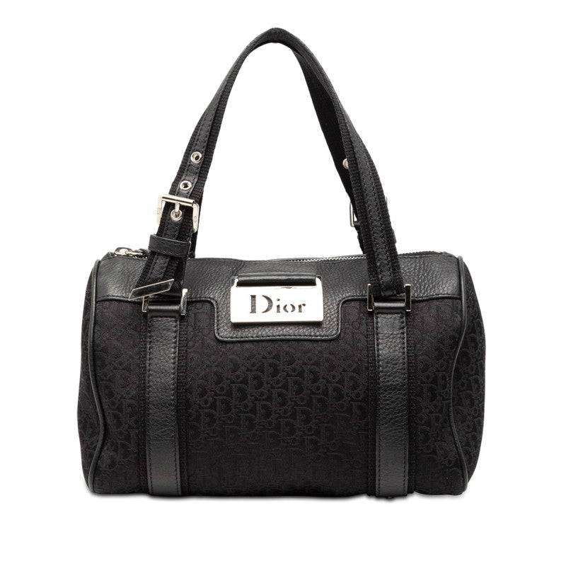 ディオール トロッター ストリートシック ミニ ボストンバッグ ハンドバッグ ブラック キャンバス レザー レディース Dior 【中古】
