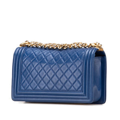 シャネル マトラッセ ボーイシャネル25 ココマーク チェーン ショルダーバッグ ブルー ラムスキン レディース CHANEL 【中古】