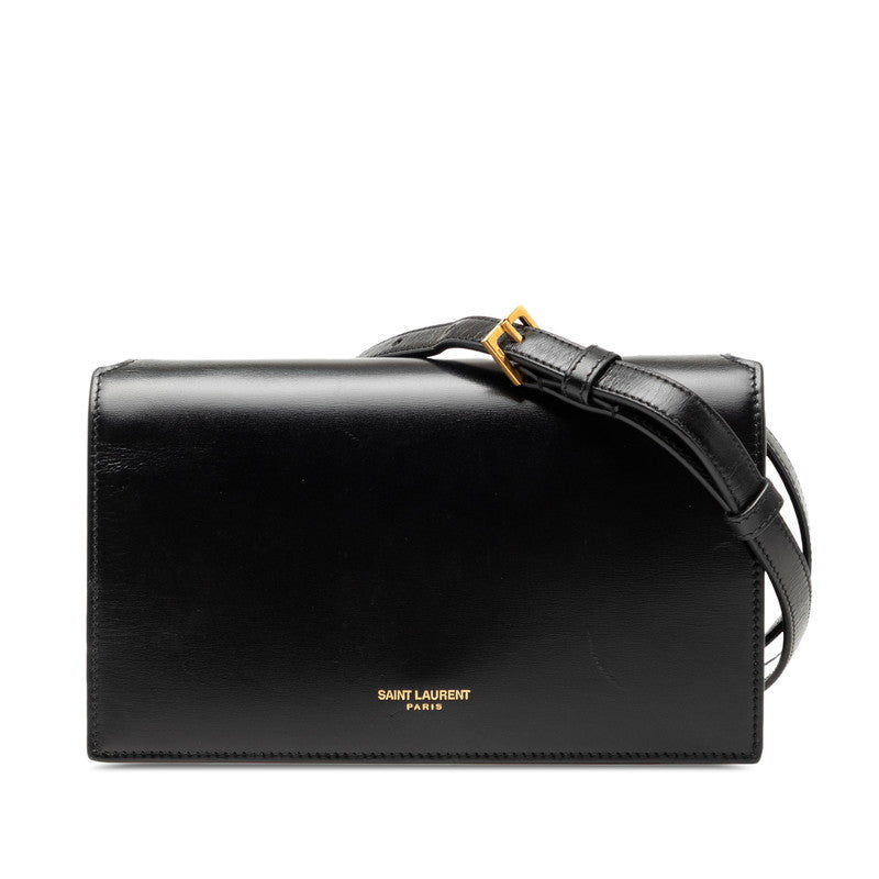 サンローラン 斜め掛け ショルダーバッグ ブラック レザー レディース SAINT LAURENT 【中古】
